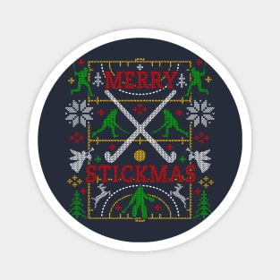 Funny Field Hockey Ugly Christmas Sweater Party Merry Stickmas Magnet